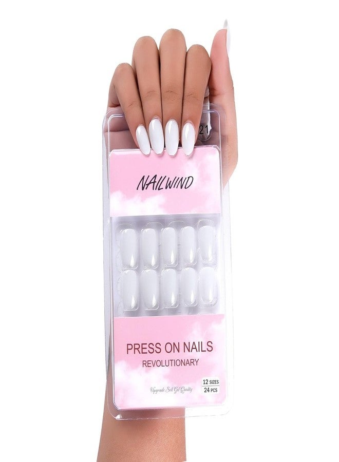 Nailwind نايل ويند 24 قطعة أظافر مضغوطة | أظافر فرنسية طبيعية قصيرة مزيفة | أظافر أكريليك تغطي كاملة | أظافر مزيفة طبيعية رقيقة ومريحة للنساء والفتيات (V-21) - Image 1