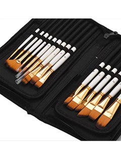 ZCM-HAPPY Premium Pack of 15 Artist Paint Brushes With 1 Sponge - Gold and White Design, Versatile for All Painting Techniques  - Image 3