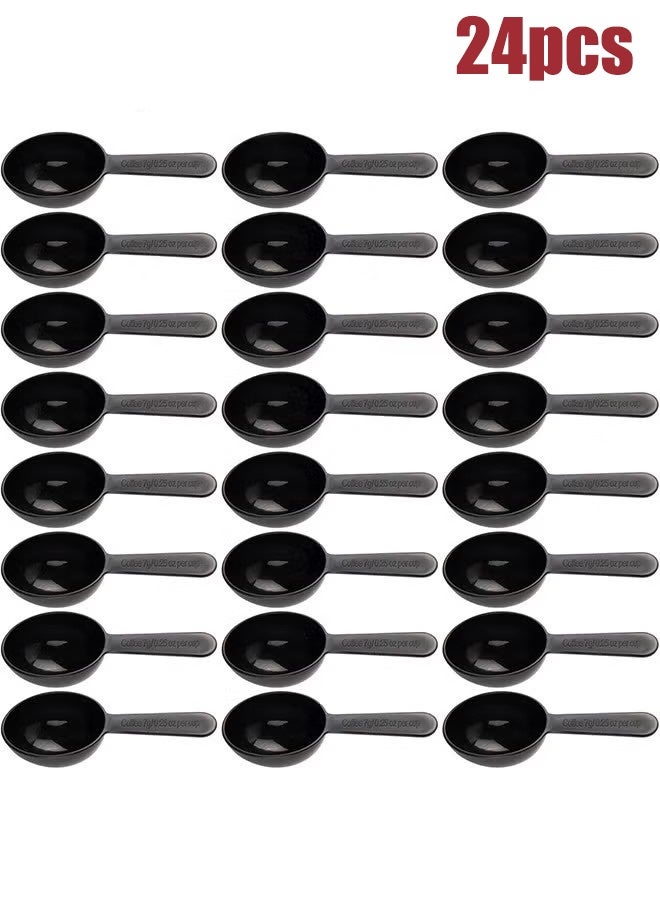 واي جيه 24 ملاعق قياس حبوب القهوة، ملاعق قياس الملاعق التي يمكن التخلص منها، ملاعق قياس ملاعق القهوة لتوابل سكر الشاي (7 جم، أسود) - Image 1