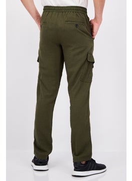 Threadbare Men Regular Fit Solid Cargo Pants, Army Green  - Image 3