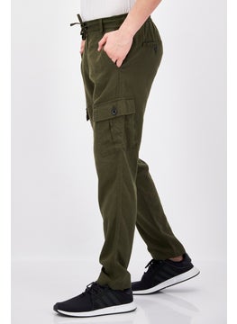 Threadbare Men Regular Fit Solid Cargo Pants, Army Green  - Image 2