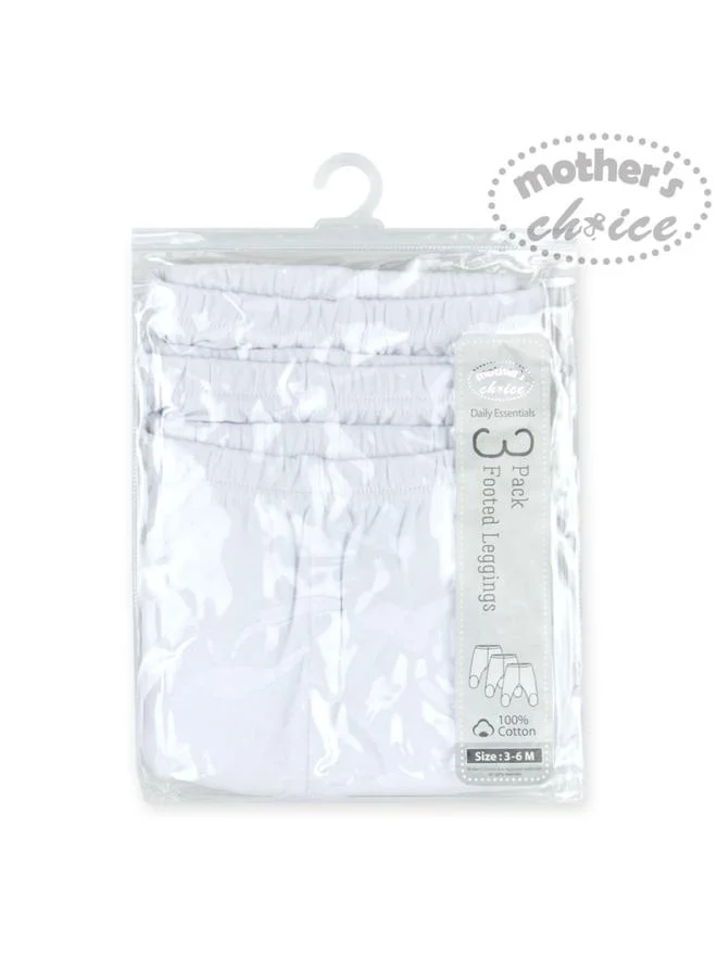 Luna & Lily Pack of 3 -Super Soft 100% Cotton Baby Footed Pants