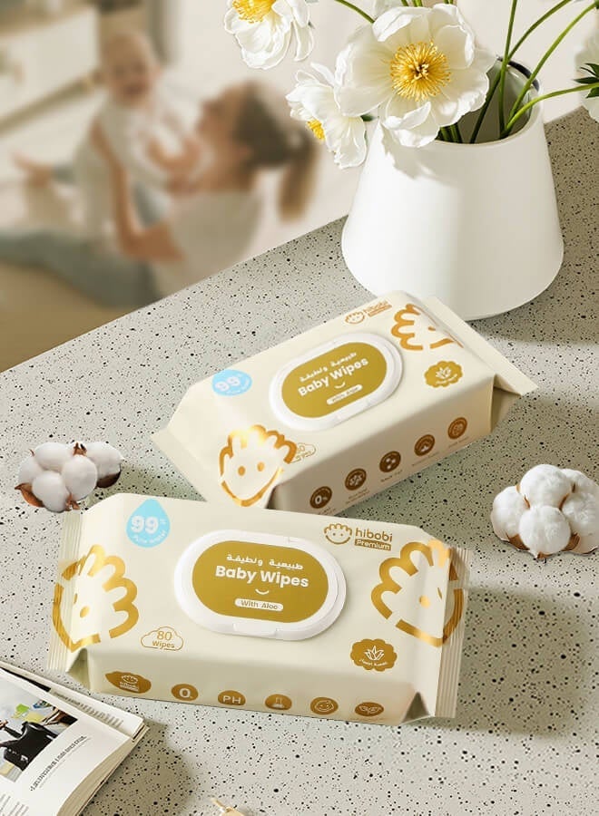 hibobi 99% Water Ultra-Mild Cleansing Baby Refresh Wipes, 320 Count(4 Pack) - Image 2