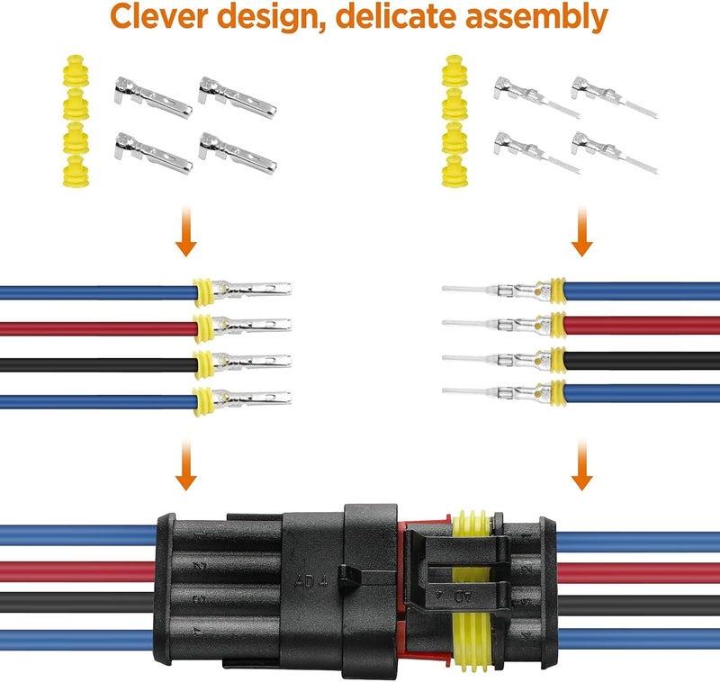 MAKINGTEC Waterproof Automotive Electrical Connector Terminal 352 Pieces Set Boxed Xenon Lamp Harness Connector Plug Kit for Electrical Connector 1/2/3/4 Pin Connector - Image 2