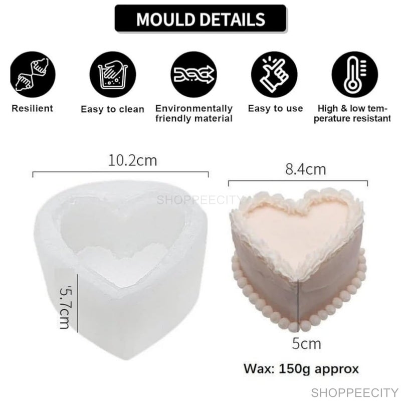 Shoppeecity Cakes Shape Type Candle Molds I 3D Fondant Silicone Epoxy Casting Mould I Heart Cake Shape for DIY Handmade Ornament Cake Dcor Aromatherapy Soap Resin Art Craft Making Home Decoration Heart A - Image 3