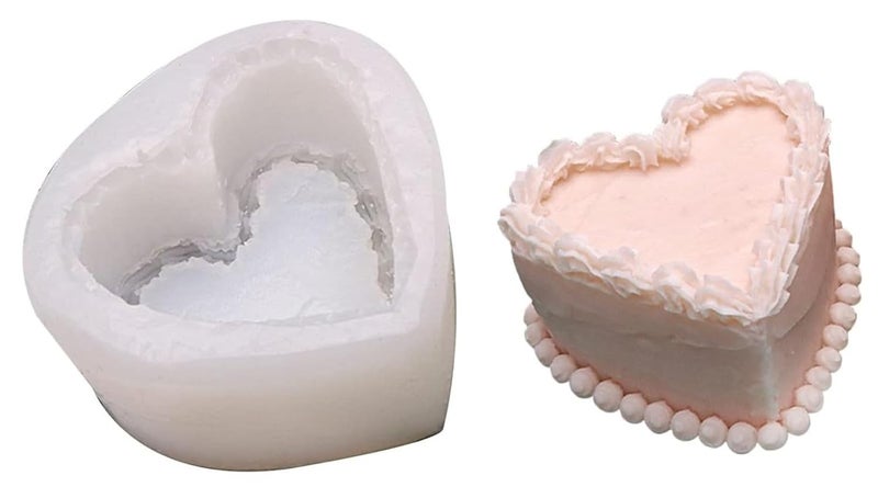 Shoppeecity Cakes Shape Type Candle Molds I 3D Fondant Silicone Epoxy Casting Mould I Heart Cake Shape for DIY Handmade Ornament Cake Dcor Aromatherapy Soap Resin Art Craft Making Home Decoration Heart A - Image 1