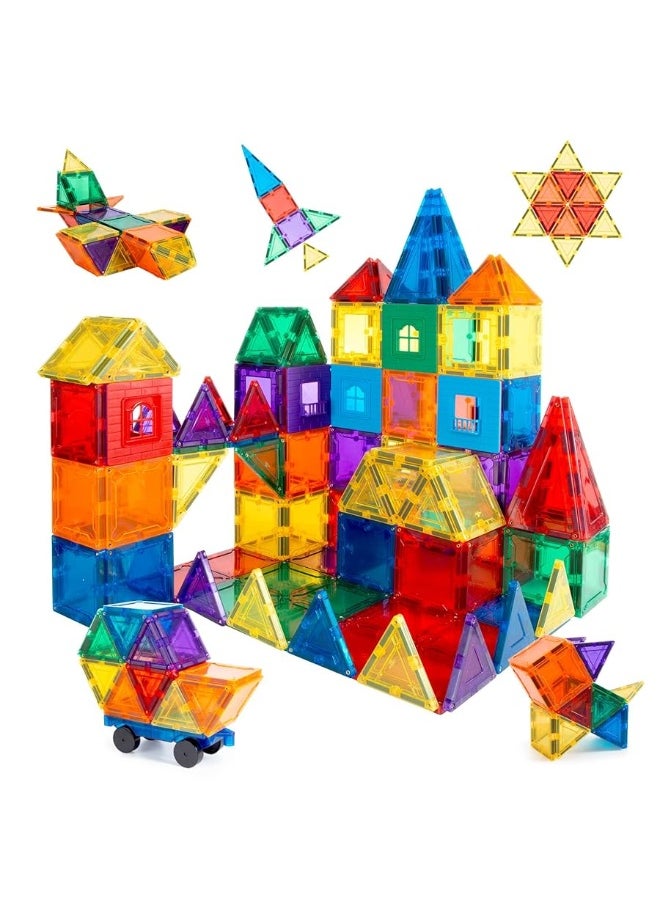 Children Hub - 46pcs Magnetic Tiles Set - Educational 3D Magnet Building Blocks - Building Construction Toys for Kids - Upgraded Version with Strong Magnets - Creativity, Imagination, Inspiration - Image 1