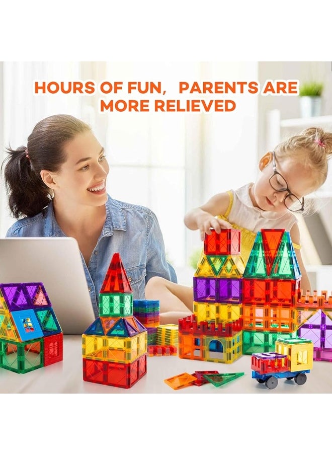 Children Hub - 46pcs Magnetic Tiles Set - Educational 3D Magnet Building Blocks - Building Construction Toys for Kids - Upgraded Version with Strong Magnets - Creativity, Imagination, Inspiration - Image 1