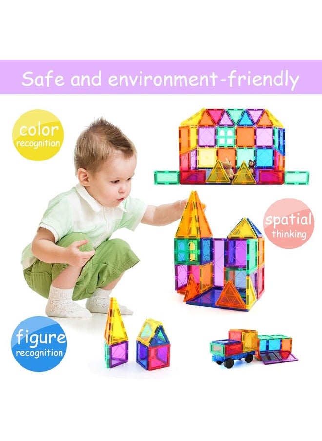 Children Hub - 46pcs Magnetic Tiles Set - Educational 3D Magnet Building Blocks - Building Construction Toys for Kids - Upgraded Version with Strong Magnets - Creativity, Imagination, Inspiration - Image 1