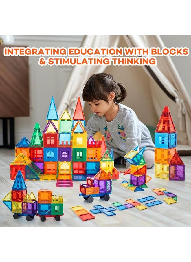 Children Hub - 46pcs Magnetic Tiles Set - Educational 3D Magnet Building Blocks - Building Construction Toys for Kids - Upgraded Version with Strong Magnets - Creativity, Imagination, Inspiration - Image 1