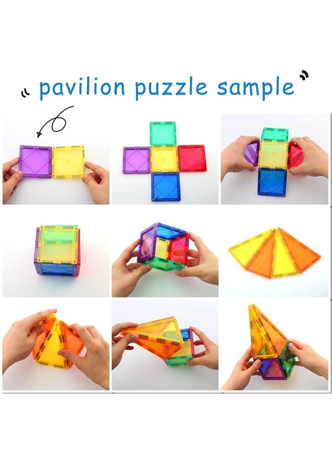 Children Hub - 46pcs Magnetic Tiles Set - Educational 3D Magnet Building Blocks - Building Construction Toys for Kids - Upgraded Version with Strong Magnets - Creativity, Imagination, Inspiration - Image 1