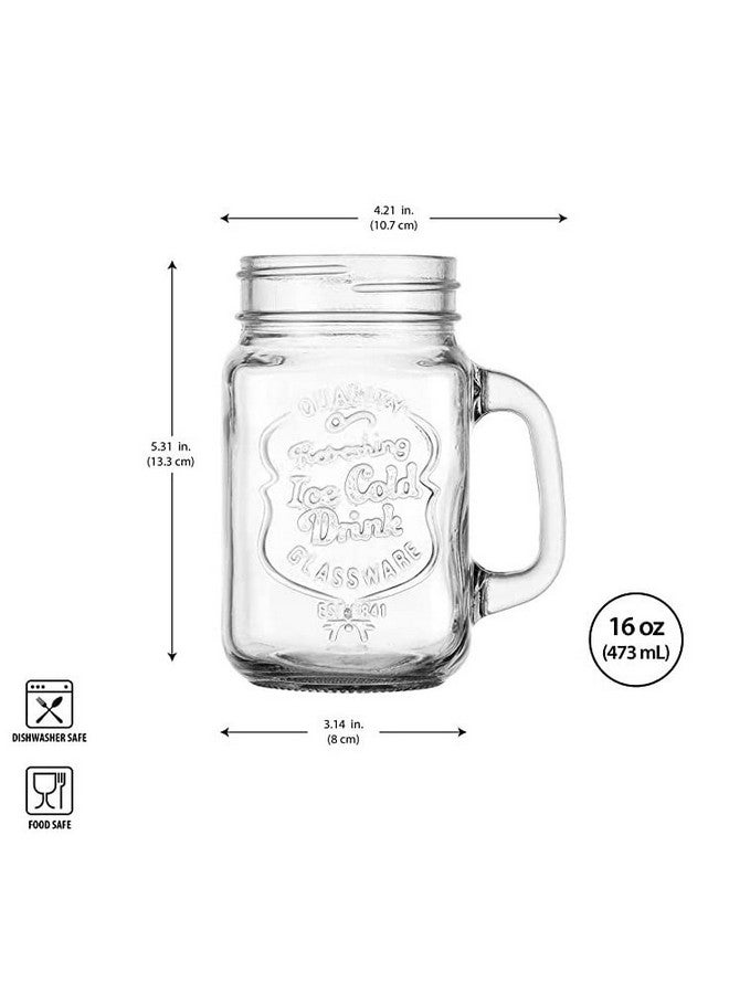 SAVE™ Minimal Mason Jar with handle | Stylish Embossing Design | 450 ml | (20) - Image 3