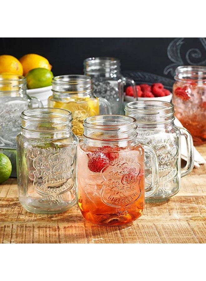 SAVE™ Minimal Mason Jar with handle | Stylish Embossing Design | 450 ml | (20) - Image 4