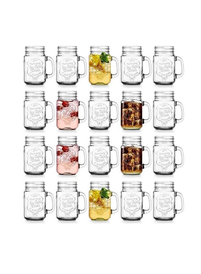 SAVE™ Minimal Mason Jar with handle | Stylish Embossing Design | 450 ml | (20) - Image 1