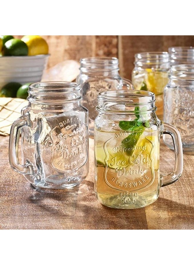 SAVE™ Minimal Mason Jar with handle | Stylish Embossing Design | 450 ml | (20) - Image 5