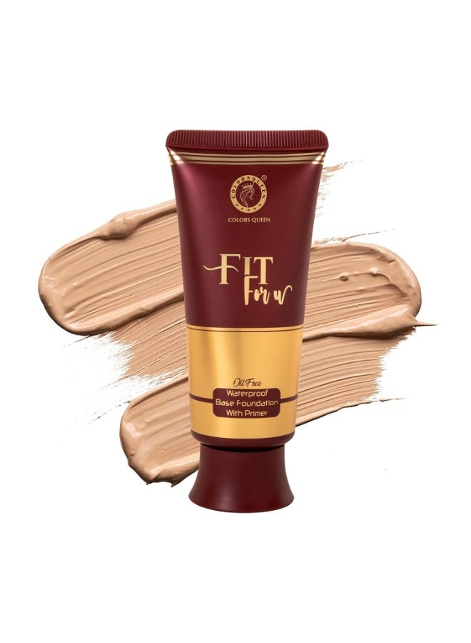 Colors Queen Fit For U Oil Free Foundation with Primer – Natural Almonds, 50 ml | Long Lasting & Waterproof, Medium to Full Coverage, Weightless Matte | Liquid Face Makeup - Image 1