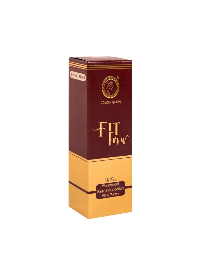 Colors Queen Fit For U Oil Free Foundation with Primer – Natural Almonds, 50 ml | Long Lasting & Waterproof, Medium to Full Coverage, Weightless Matte | Liquid Face Makeup - Image 2