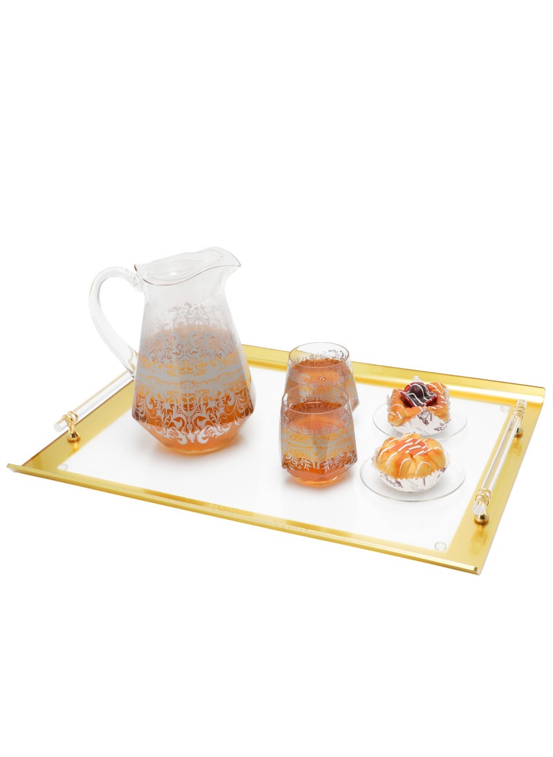 Life Smile - Acrylic Tray, Clear Tray, Acrylic Serving Tray with Handles for Ottoman, Coffee, Appetizer, Breakfast (Clear) - Image 1