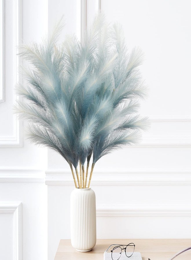 KALYLOC مجموعة كاليلوك من 6 قطع من عشب البامباس الصناعي الملون، أغصان نبات البردي الصناعية الرقيقة، ديكور بوهيمي، سيقان عشب البامباس الطويلة الرقيقة لتزيين غرفة المعيشة وحفلات الزفاف (أزرق) - Image 4