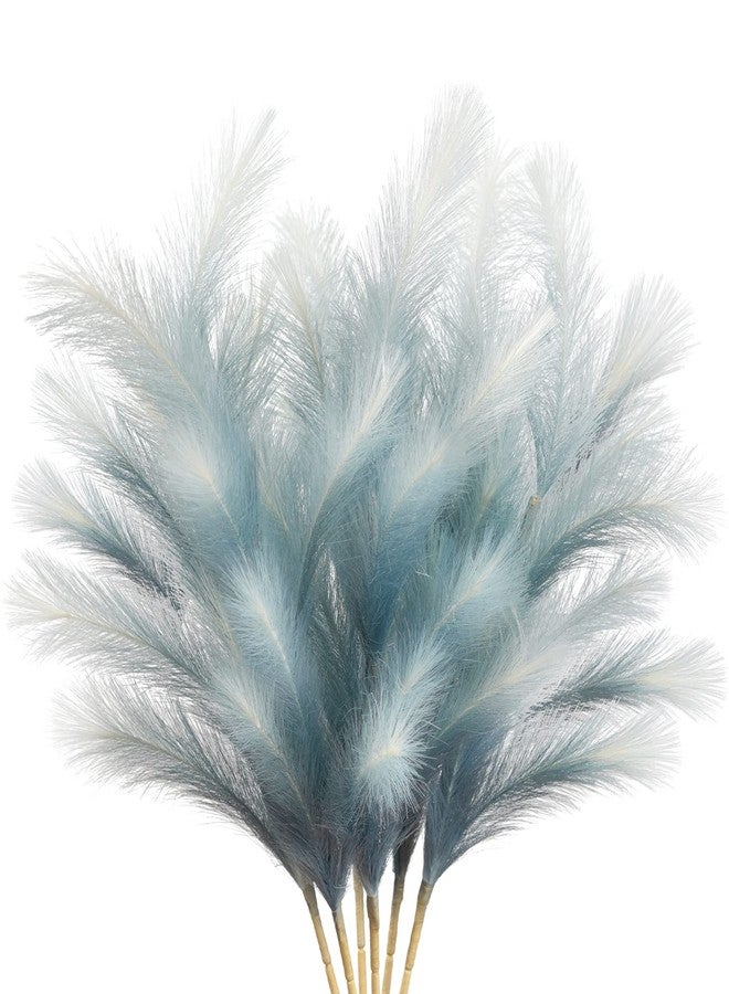 KALYLOC مجموعة كاليلوك من 6 قطع من عشب البامباس الصناعي الملون، أغصان نبات البردي الصناعية الرقيقة، ديكور بوهيمي، سيقان عشب البامباس الطويلة الرقيقة لتزيين غرفة المعيشة وحفلات الزفاف (أزرق) - Image 1