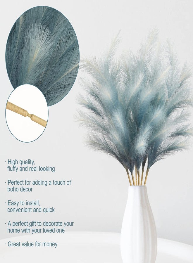 KALYLOC مجموعة كاليلوك من 6 قطع من عشب البامباس الصناعي الملون، أغصان نبات البردي الصناعية الرقيقة، ديكور بوهيمي، سيقان عشب البامباس الطويلة الرقيقة لتزيين غرفة المعيشة وحفلات الزفاف (أزرق) - Image 3