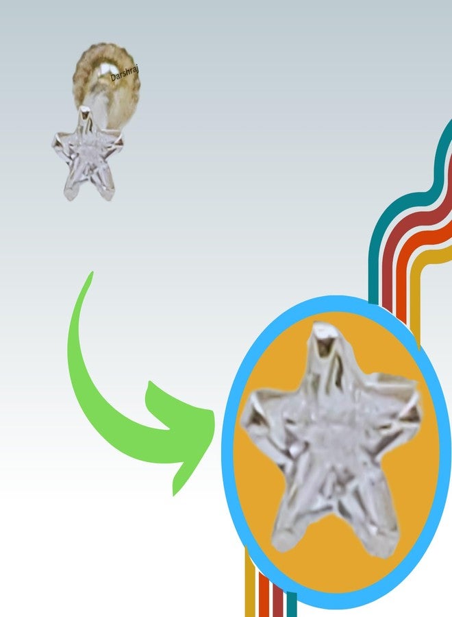 DARSHRAJ 925 Sterling Silver White Star Zircon Nose Pin with Screw Back for Girls Women 3 MM Single Pic - Image 5