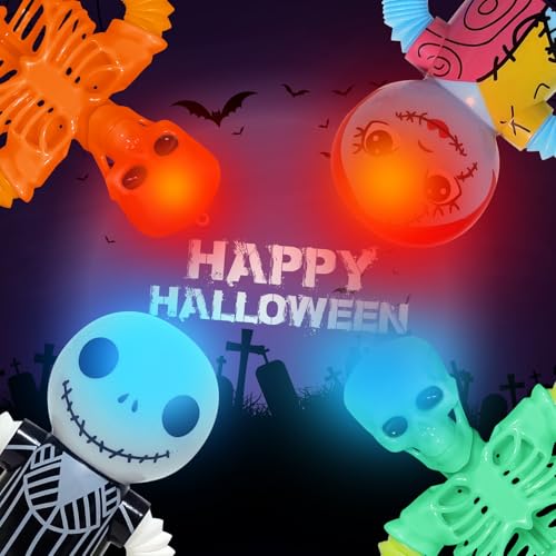 AGRASIV Halloween Skeleton Pop Tubes LED Light Up 4 Pcs Halloween Sensory Fidget Toys Telescopic Suction Cup Autism ADHD Halloween Party Favors Goodie Bags Basket Stuffers Trick or Treat Toys for Kids 6 - Image 5
