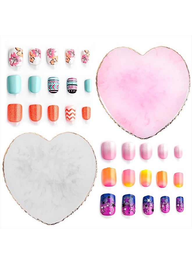 WLLHYF - Resin Nail Art Palette, 2 Pieces Nail Mixing Palette Nail Art Painting Mixed Color Palettes Cosmetic Mixing Tools Golden Edge Nail Holder Display Board (Heart shaped-2pcs) - Image 1