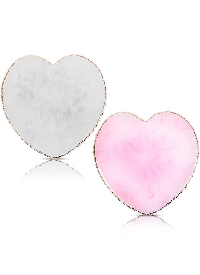 WLLHYF - Resin Nail Art Palette, 2 Pieces Nail Mixing Palette Nail Art Painting Mixed Color Palettes Cosmetic Mixing Tools Golden Edge Nail Holder Display Board (Heart shaped-2pcs) - Image 1