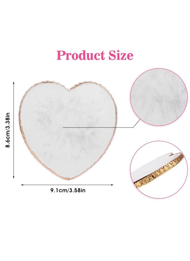 WLLHYF - Resin Nail Art Palette, 2 Pieces Nail Mixing Palette Nail Art Painting Mixed Color Palettes Cosmetic Mixing Tools Golden Edge Nail Holder Display Board (Heart shaped-2pcs) - Image 1
