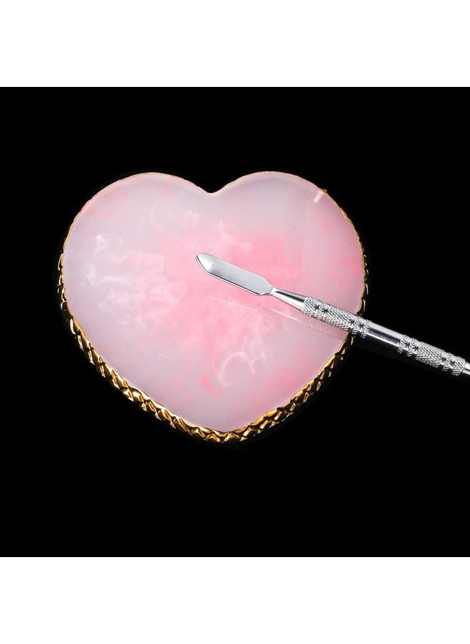 WLLHYF - Resin Nail Art Palette, 2 Pieces Nail Mixing Palette Nail Art Painting Mixed Color Palettes Cosmetic Mixing Tools Golden Edge Nail Holder Display Board (Heart shaped-2pcs) - Image 1
