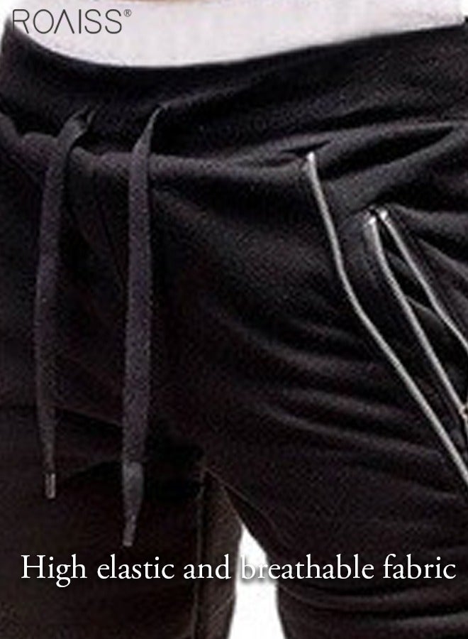 roaiss Men's Joggers Sweatpants Zipper Pocket Bottoms Athletic Breathable Quick Dry Moisture Wicking Fitness Gym Workout Running Sportswear Activewear Solid Colored - Image 4
