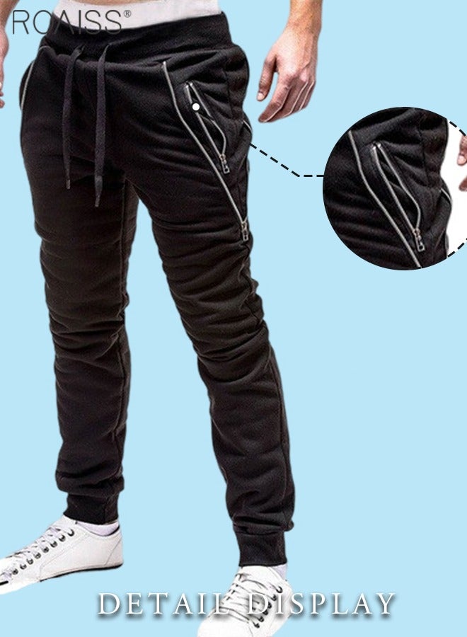 roaiss Men's Joggers Sweatpants Zipper Pocket Bottoms Athletic Breathable Quick Dry Moisture Wicking Fitness Gym Workout Running Sportswear Activewear Solid Colored - Image 5