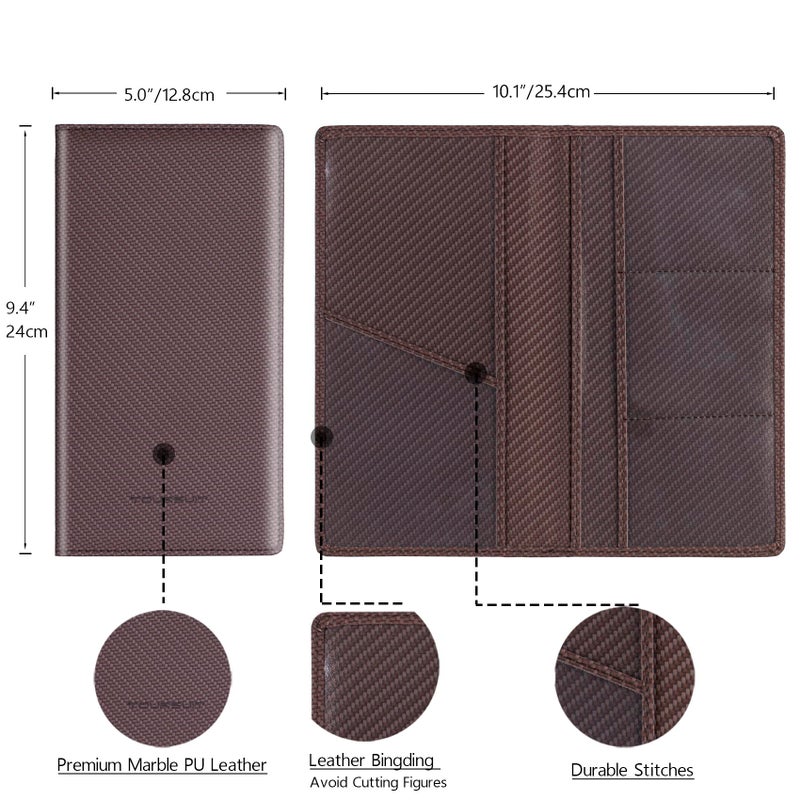 TOURSUIT Car Registration and Insurance Card Holder, Vehicle License Document Glove Box Compartment Organizer, Essential Car Wallet Case for Driver Auto Owners (Carbon Coffee) - Image 4