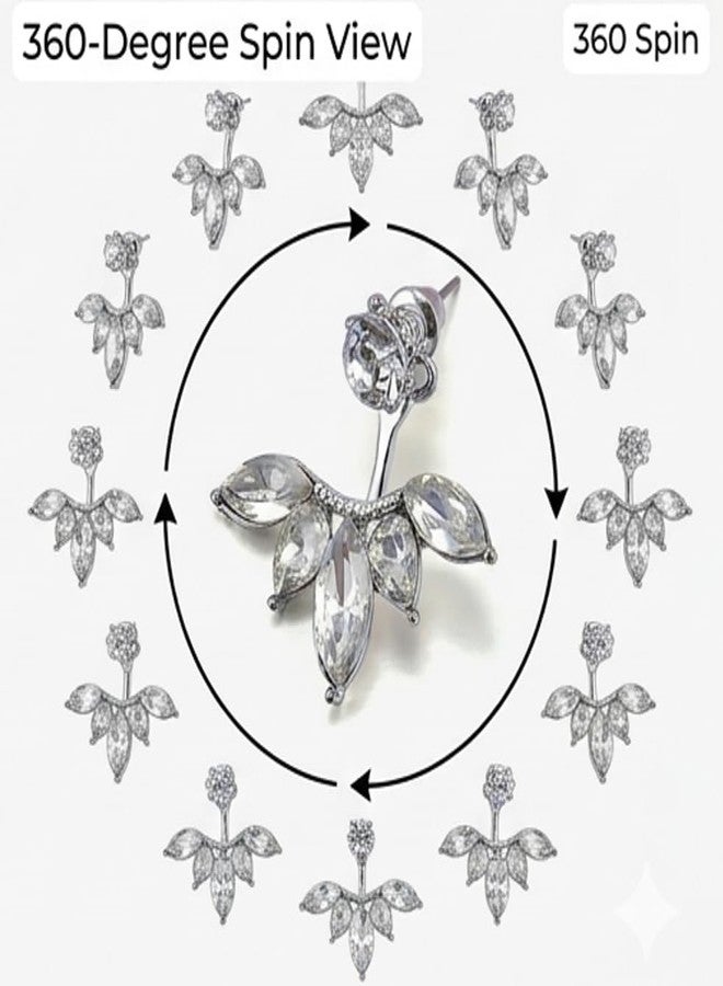 Ruvee Regular Wear Classy Designer Earrings for Women & Girls (FloraSilver) - Image 3