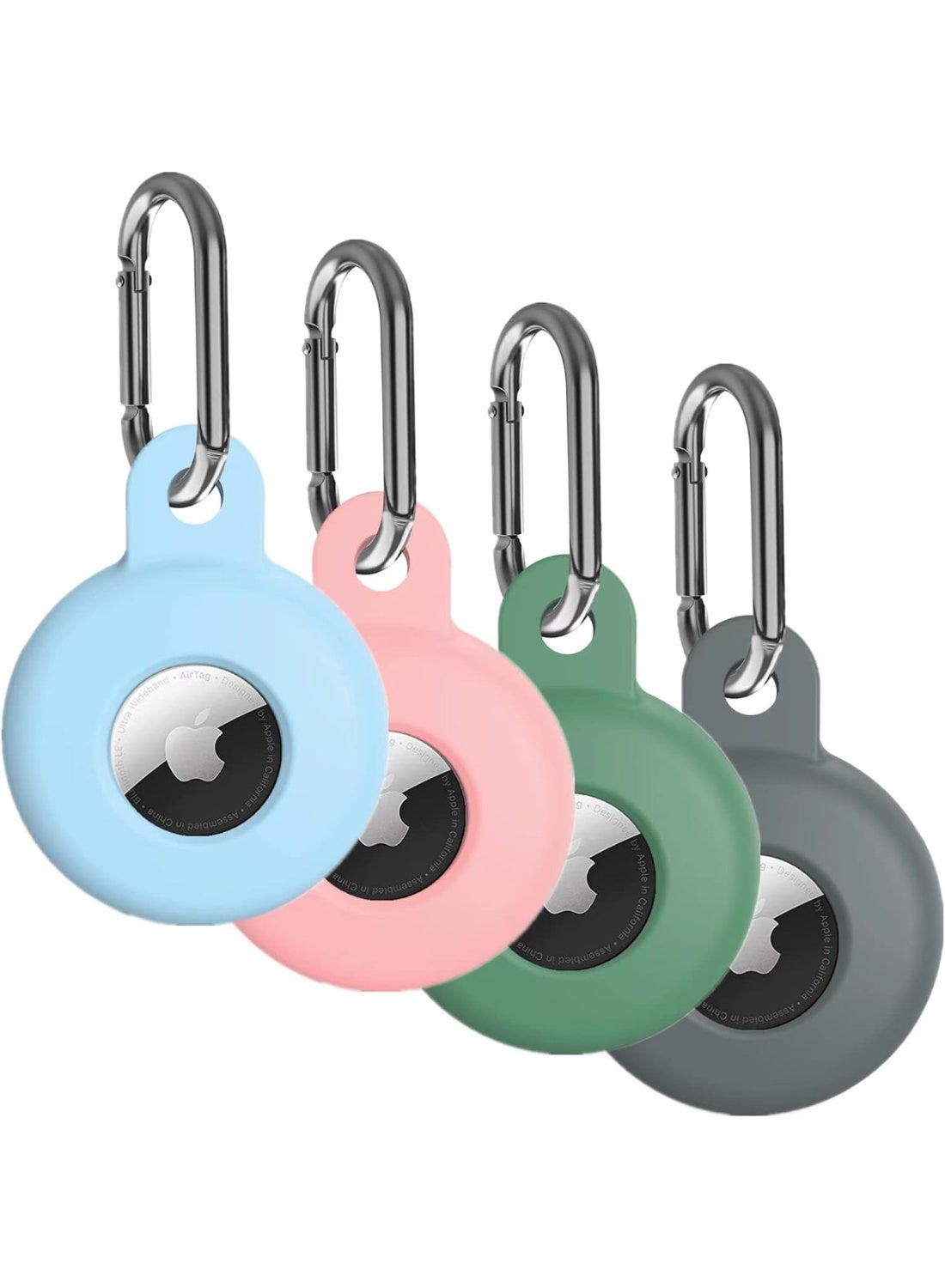 Airtag Holder Compatible with Air Tag, Airtags Cover with Keychain, Protective Silicone Case Key Ring for Apple Air Tags Multi-Color Airtag Accessories (4 pack)