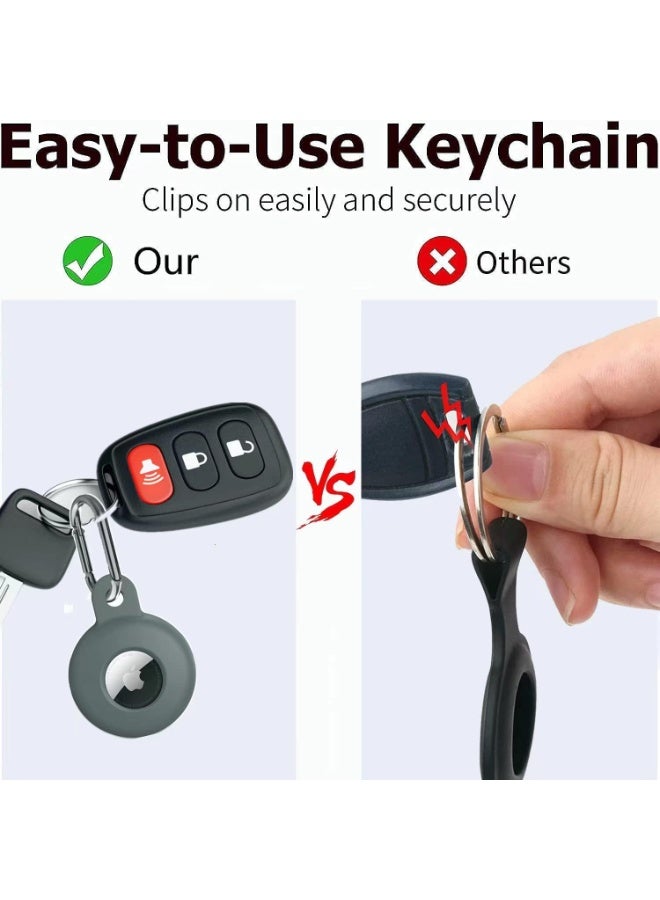 Airtag Holder Compatible with Air Tag, Airtags Cover with Keychain, Protective Silicone Case Key Ring for Apple Air Tags Multi-Color Airtag Accessories (4 pack) - Image 4