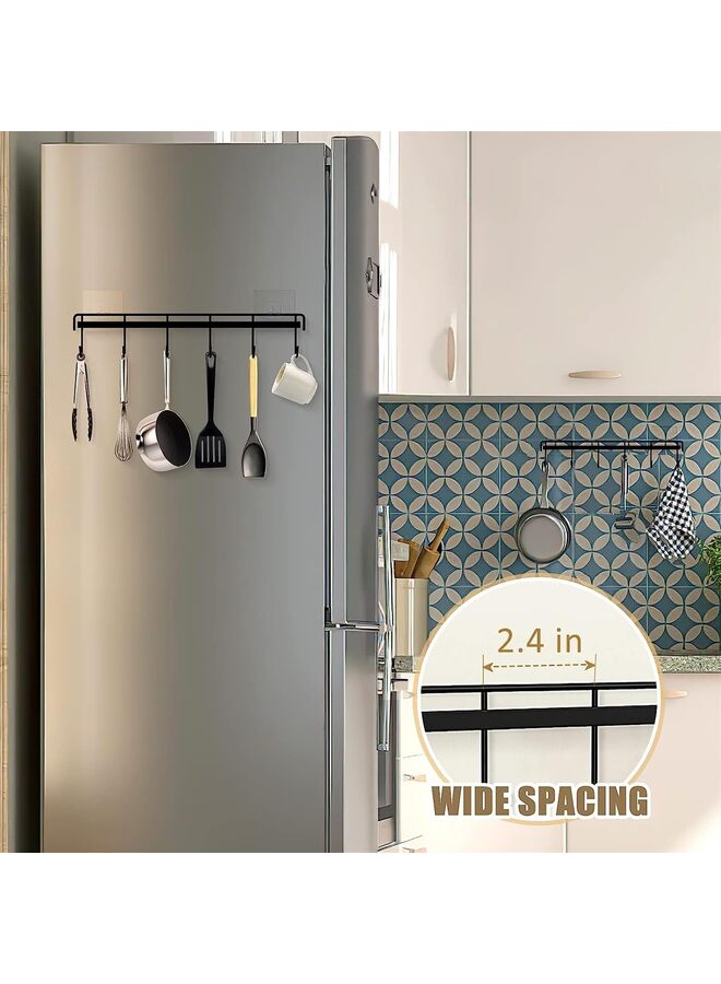 يُسلِّم حامل أدوات مطبخ مثبت على الحائط، قطعتان من خطافات حامل أدوات المطبخ اللاصقة الموفرة للمساحة بدون حفر مع قطعتين لاصقتين احتياطيتين للمطبخ والحمام وغرفة المعيشة (اللون: أسود) - Image 4