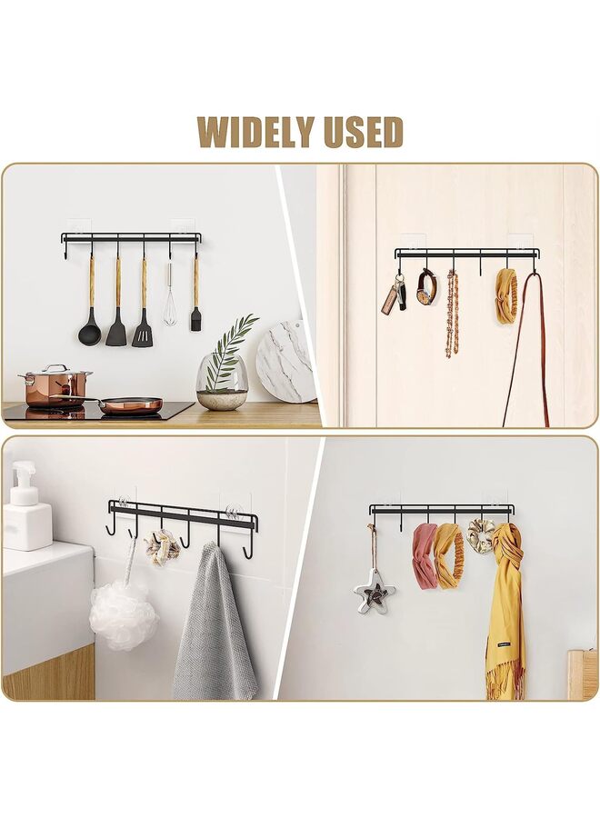 يُسلِّم حامل أدوات مطبخ مثبت على الحائط، قطعتان من خطافات حامل أدوات المطبخ اللاصقة الموفرة للمساحة بدون حفر مع قطعتين لاصقتين احتياطيتين للمطبخ والحمام وغرفة المعيشة (اللون: أسود) - Image 3