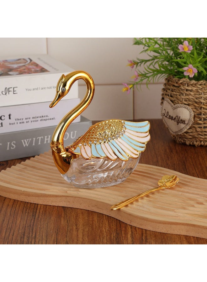 general Elegant Swan Shaped Sugar Bowl with Serving Spoon Decorative Sugar Container for Home Kitchen Coffee Bar Table Decor - Image 1