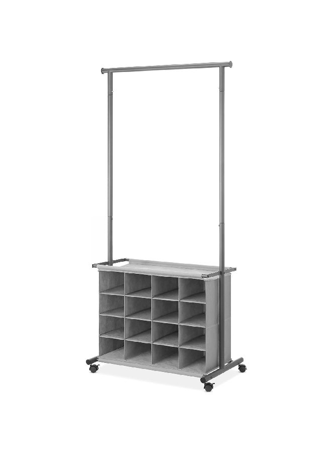 Whitmor 16-Compartment Freestanding Garment Rack with Wheels Grey 178.44 x 83.5 x 50.8 cm 6905-9043 - Image 1