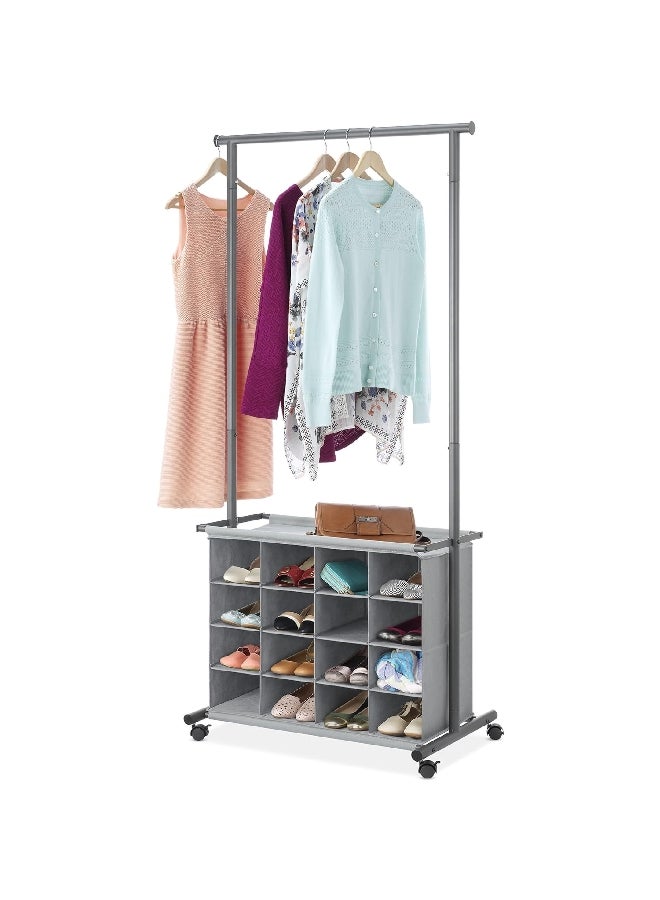 Whitmor 16-Compartment Freestanding Garment Rack with Wheels Grey 178.44 x 83.5 x 50.8 cm 6905-9043 - Image 2