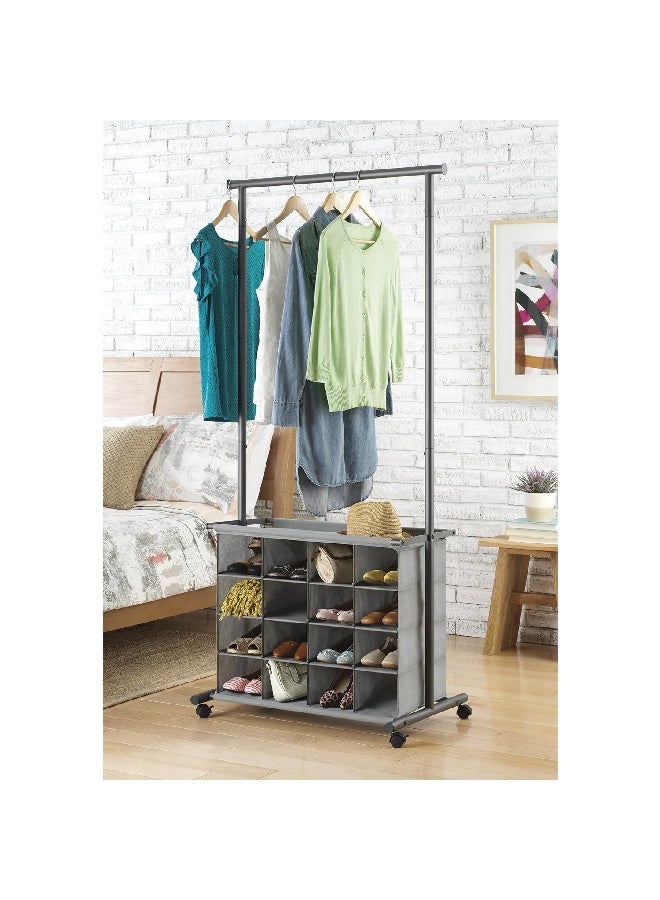 Whitmor 16-Compartment Freestanding Garment Rack with Wheels Grey 178.44 x 83.5 x 50.8 cm 6905-9043 - Image 3