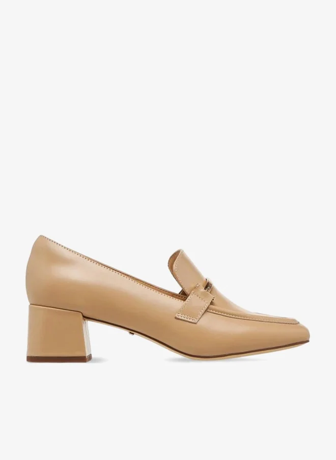 DUCHINI Women Block Heel Leather Loafers