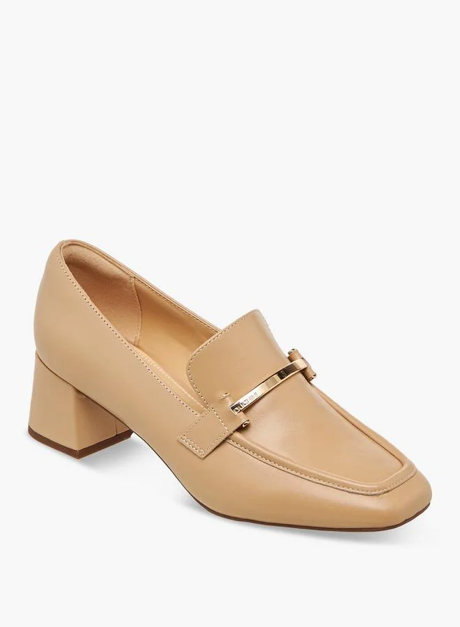 DUCHINI Women Block Heel Leather Loafers
