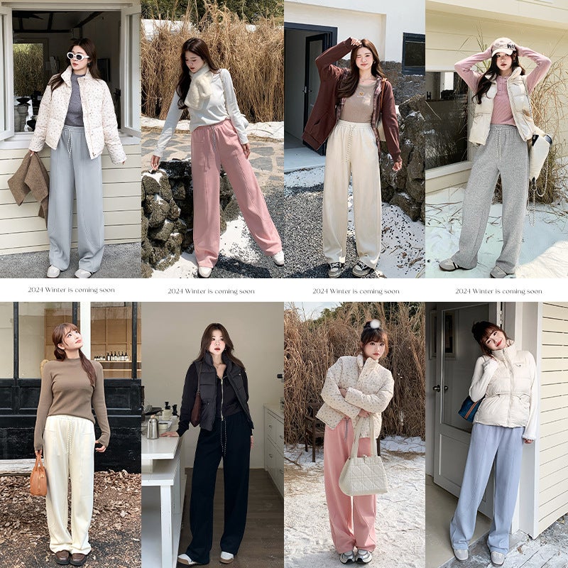 Candy Color Plus Size Fleece-Lined Casual Pants Gray  - Image 5
