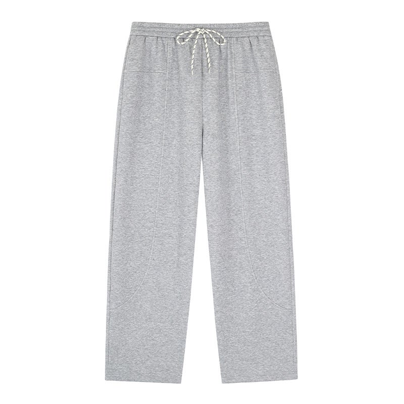 Candy Color Plus Size Fleece-Lined Casual Pants Gray  - Image 1