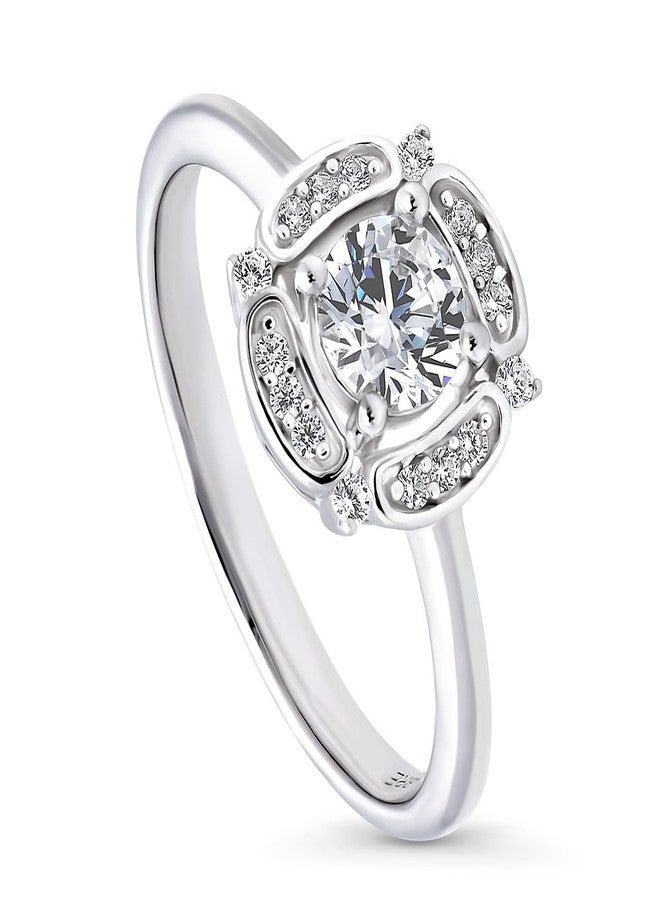 بيركيل خاتم بيريكل من الفضة الإسترلينية بتصميم زهرة مرصع بالزركونيا المكعبة المستديرة، مطلي بالروديوم، مقاس 7 - Image 1