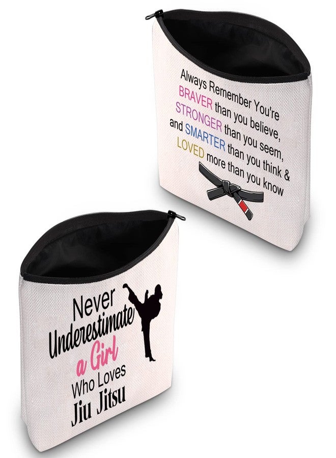 PXTIDY Martial Art Makeup Bag Jiu Jitsu Gifts Loves Jiujitsu Cosmetic Pouch Black Belt Jiu Jitsu Gifts Taekwondo Coach Gift (beige) - Image 2