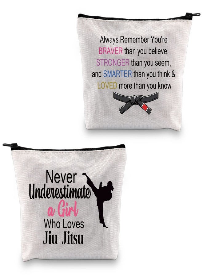 PXTIDY Martial Art Makeup Bag Jiu Jitsu Gifts Loves Jiujitsu Cosmetic Pouch Black Belt Jiu Jitsu Gifts Taekwondo Coach Gift (beige) - Image 1
